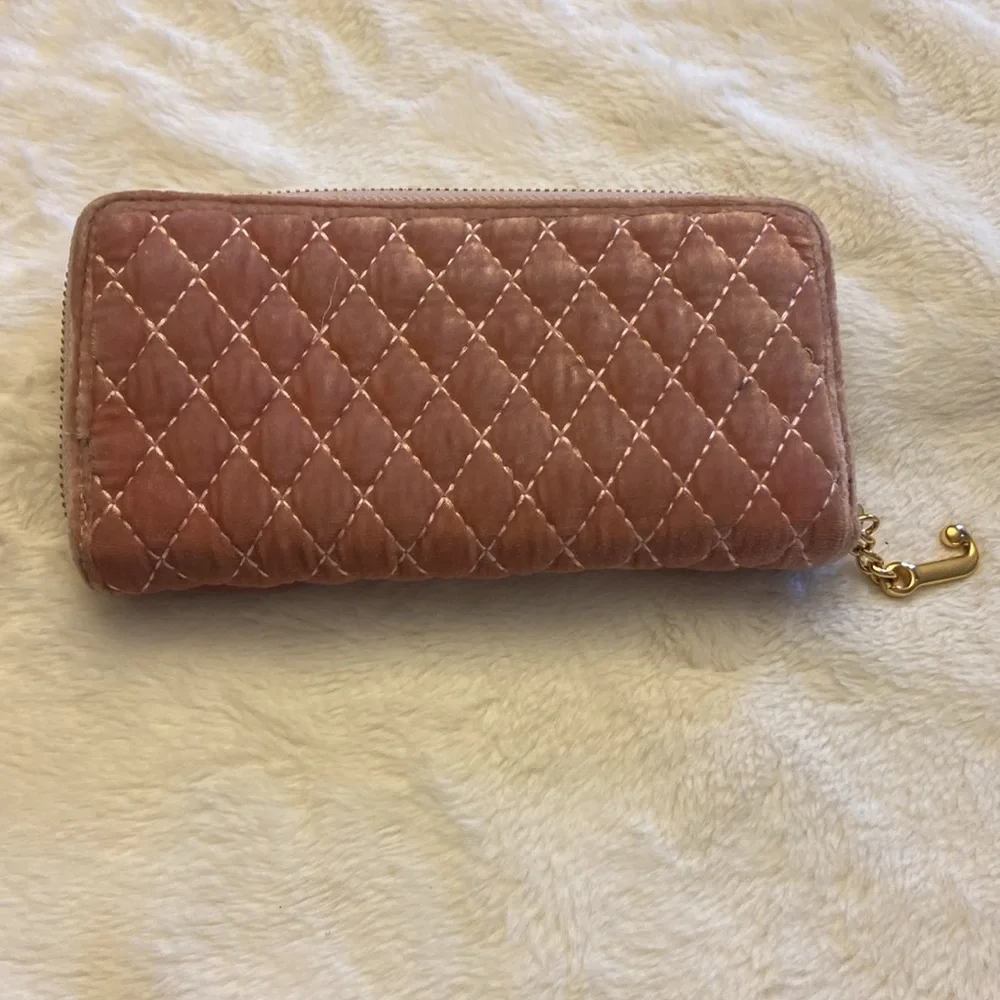 Juicy Couture Y2K Pink Bow Velour Quilted wallet